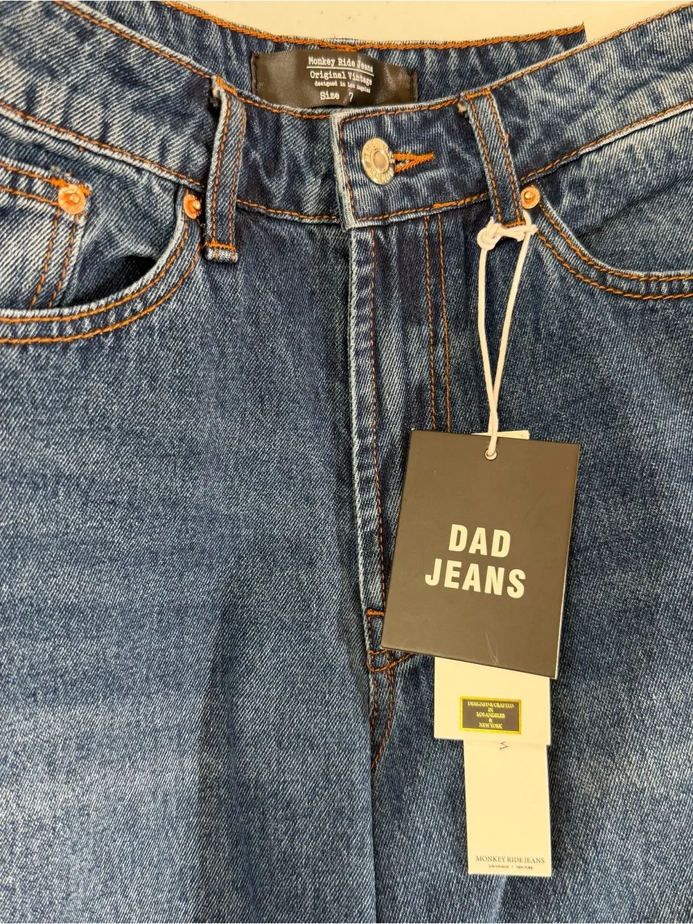 Monkey Ride Jeans Women's High Rise Dad Jeans Dark Wash Straight Leg Denim